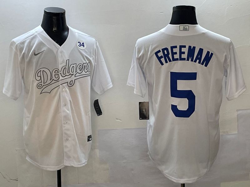 Men Los Angeles Dodgers 5 Freeman White Fashion Edition Game 2025 Nike MLB Jersey style 6